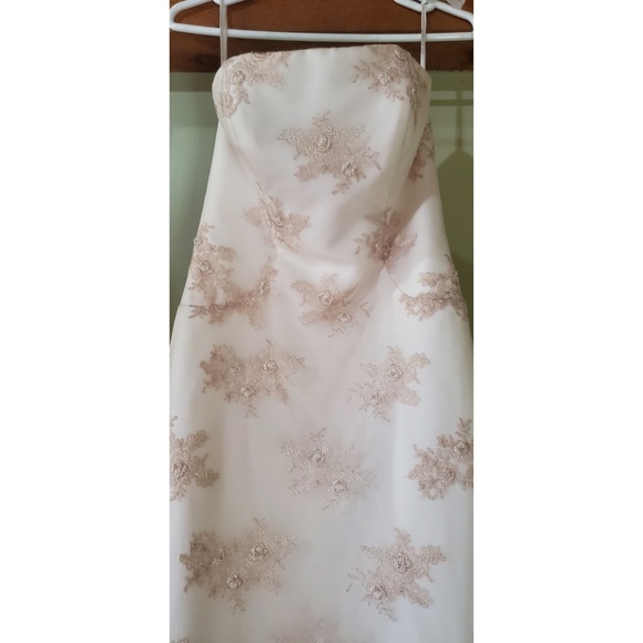 David's Bridal Ivory Lace Wedding Dress with Veil - Picture 3 of 8